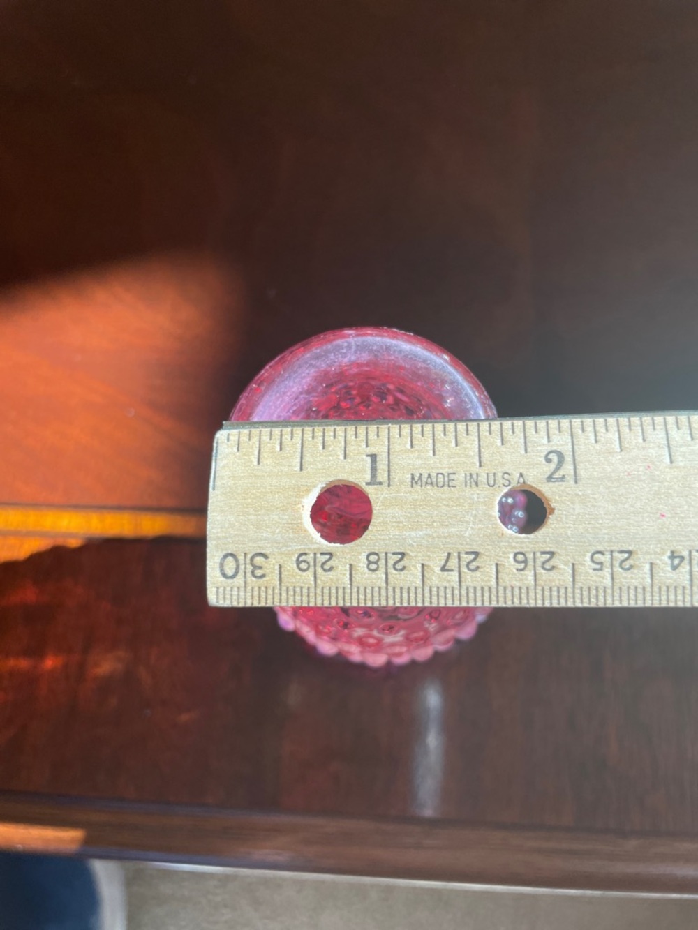 Fenton Cranberry Opalescent mini bud vase - Picture 5 of 7